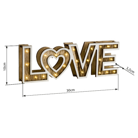 Dekoratívne svietidlo, plast, drevo, vypínač, bez batérií 3xAA 1,5V, DxŠxV: 300x32x100, vrátane 24xL 12