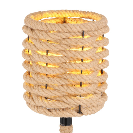 Stolová lampa, kov čierny, konopné lano, vypínač, Ø165, V:450, bez žiarovky 1xE27, max. 40W 230V 13