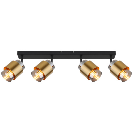 Bodové svietidlo kov čierny matný, sklo dymové, mosadzný krúžok, DxŠxV: 650x100x125mm, bez žiaroviek 12