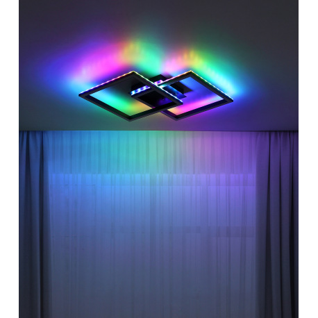 Stropné svietidlo kov/hliník čierny, akryl biely, stmievateľné, prepínanie nástenným vypínačom, meni 1