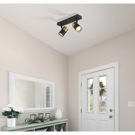 Nástenné svietidlo, kov čierny, hliník medený a čierny, plast dymový, DxŠxV: 260x60x120mm, bez žiaro 11