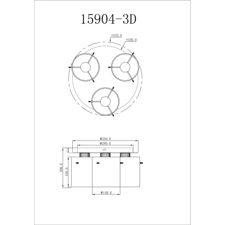 Stropné svietidlo, tmavosivý kov, dymové sklo, sklá s drážkami, ø: 370mm, V: 200mm, bez žiaroviek 3x 3