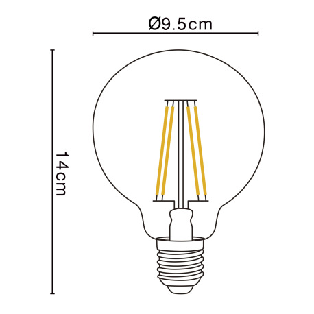 LED žiarovka, kov strieborný, sklo priehľadné, Globe, Ø 95, V: 140, 1xE27 LED 7W 230V, 750lm, 2700K 4