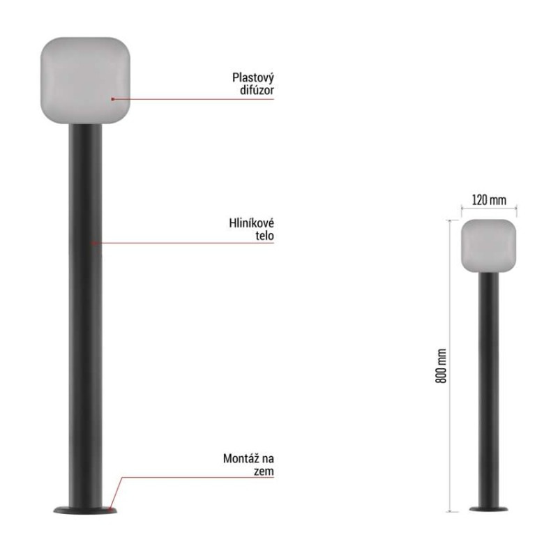 LED záhradné stĺpikové svietidlo NIKA, 16,5 x 12 x 80 cm, 12,5 W, teplá biela 4