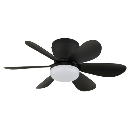 Stropný ventilátor, kov/plast, matná čierna, stmievateľný, viacero rýchlostí pomocou nástenného vypí 3