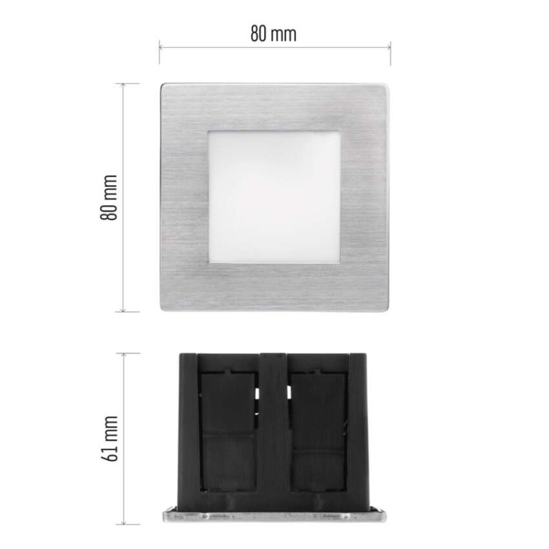 LED orientačné vstavané svietidlo AMAL 80×80, 2W teplá b.,IP65 10
