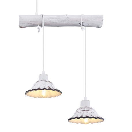 Závesné svietidlo, kov biely a čierny, drevo biele, keramika biela a čierna, DxŠxV: 850x170x1200, be 5