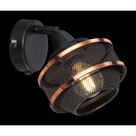 Nástenné svietidlo, kov čierny a zlatý, vypínač, ŠxV:120x155, H:145, bez žiarovky 1xE14, max. 40W 23 1