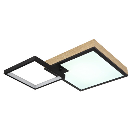 Stropné svietidlo kov čierny matný, MDF imitácia dreva, akryl biely, stmievateľné, niekoľko úrovní p 6