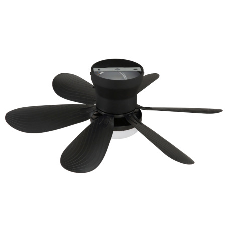 Stropný ventilátor, kov/plast, matná čierna, stmievateľný, viacero rýchlostí pomocou nástenného vypí 16