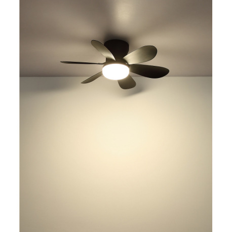 Stropný ventilátor, kov/plast, matná čierna, stmievateľný, viacero rýchlostí pomocou nástenného vypí 10