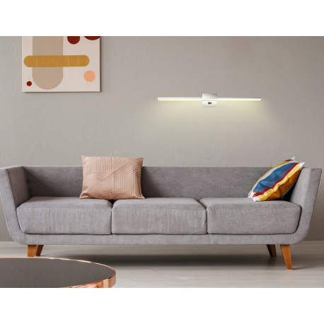 Nástenné svietidlo chrómovaný kov, chrómovaný hliník, plast biely, kolískový vypínač na výrobku, ŠxV 4