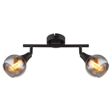 Nástenné svietidlo, kov čierny, sklo dymové, DxŠxV: 280x90x166mm, bez žiaroviek 2xE14, max. 40W 230V 11