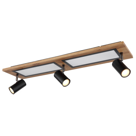 Stropné svietidlo kov čierny, MDF, imitácia tmavého dreva, plast biely, prepínanie funkcií nástenným 6