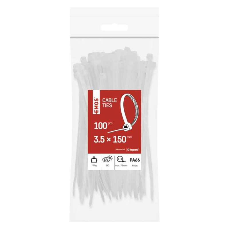 Sťahovacia páska 150×3,5, biela, 100 ks 1