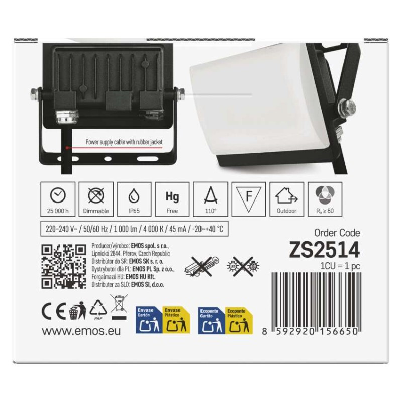 LED reflektor TAMBO EVO, 10 W, 1000 lm, IP65, čierny 12