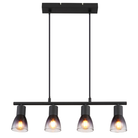 Závesné svietidlo, kov čierny, sklo dymové a priehľadné, kábel PVC čierny, možnosť skrátenia výšky, 4