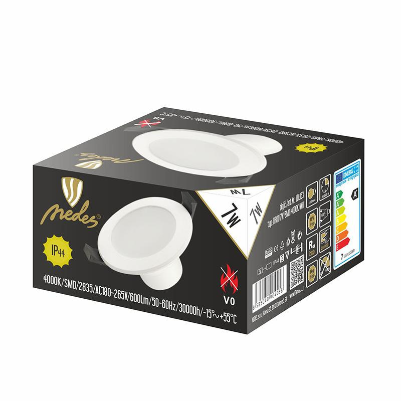 LED podhľadové svietidlo 7W / IP44 / DR01 / SMD / 4000K / WH - LDL153 1