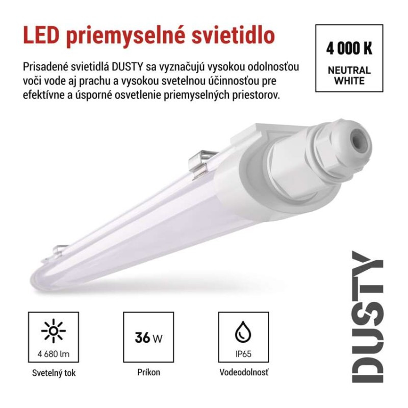 LED prachotesné svietidlo DUSTY 36W neutrálna biela, IP65 1