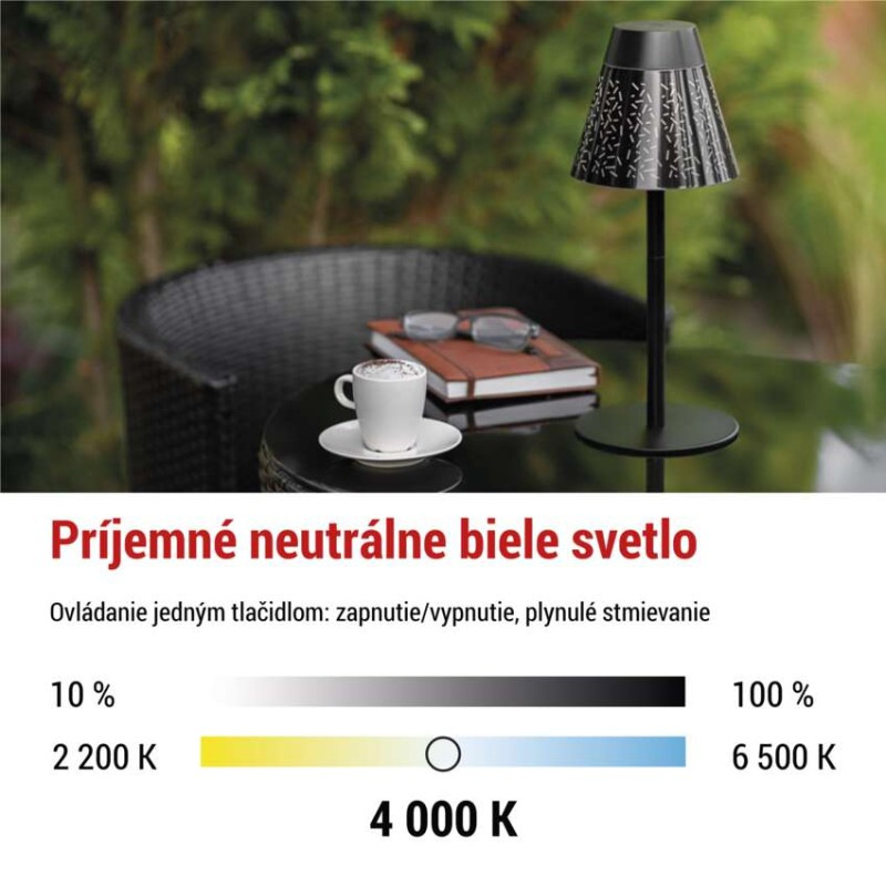 LED stolná lampa GRACE, dobíjacia 6