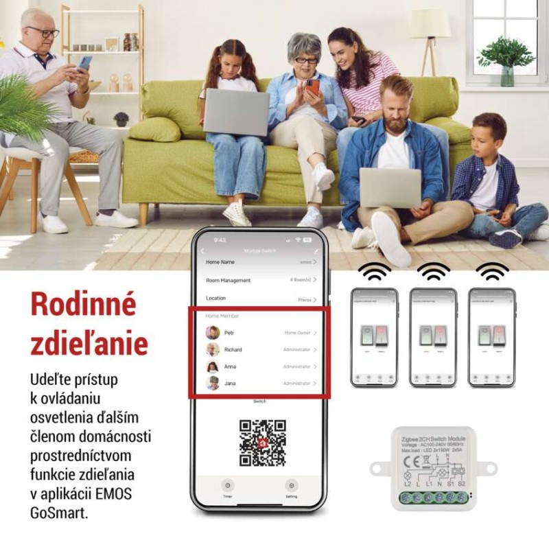GoSmart spínací modul IP-2102SZ, ZigBee, 2-kanálový 2