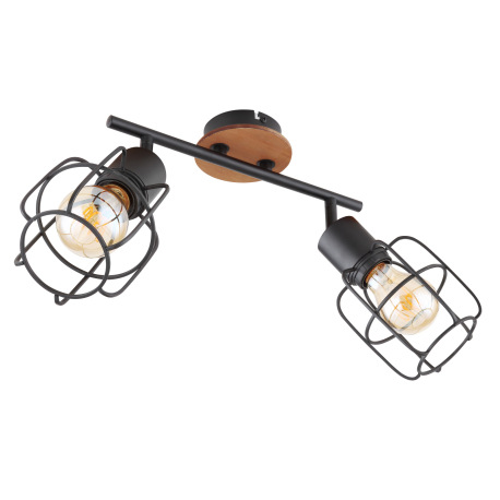 Nástenné svietidlo, kov čierny, drevo hnedé, DxŠxV:300x110x240, bez žiaroviek 2xE27, max. 40W 230V 14