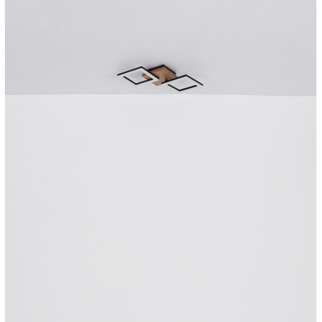 Stropné svietidlo, kov čierny, drevo tmavohnedé, plast biely, DxŠxV:460x225x70mm, vrátane LED 18W 23 9