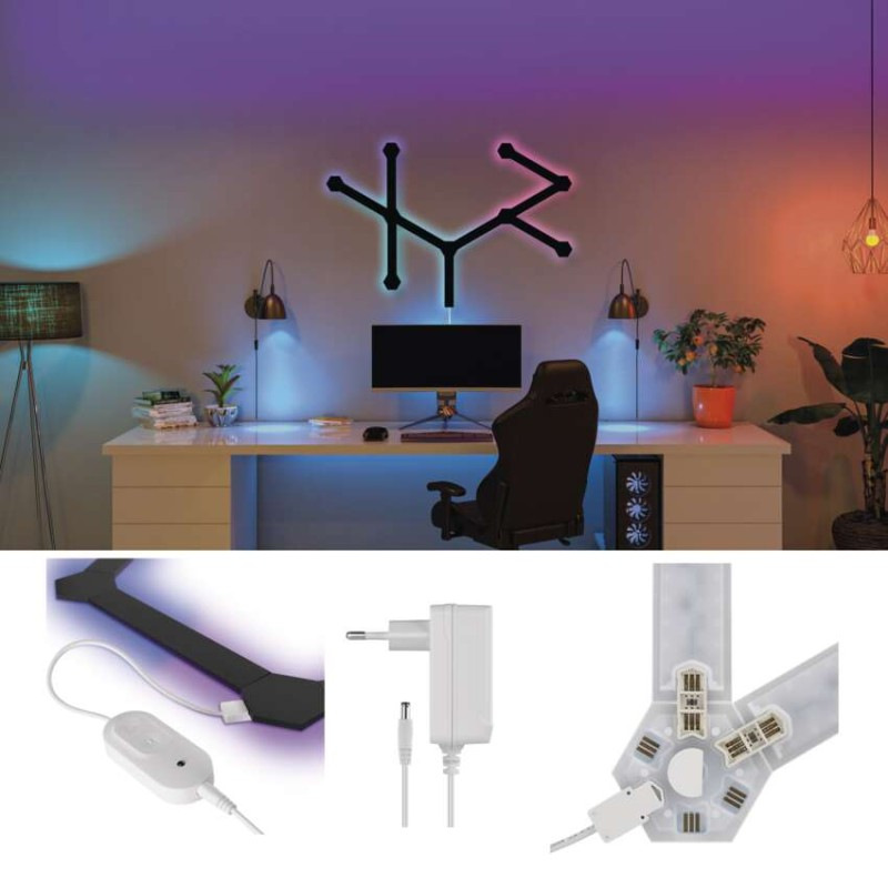 GoSmart LED svietidlo Lines čierne, 9 častí, 34 W, RGBIC stmievateľné, WiFi 5