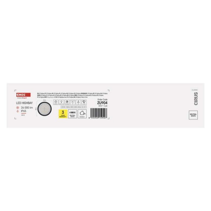 LED priemyselné závesné svietidlo HIGHBAY CIRUS 200W 7