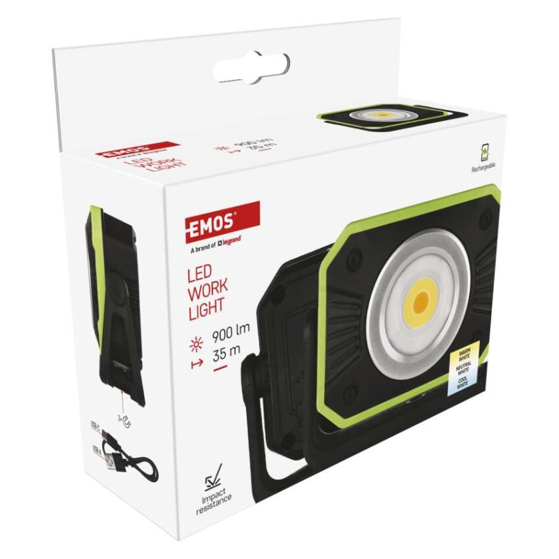 COB LED nabíjací pracovný reflektor P4542, 900 lm, 4400 mAh 11