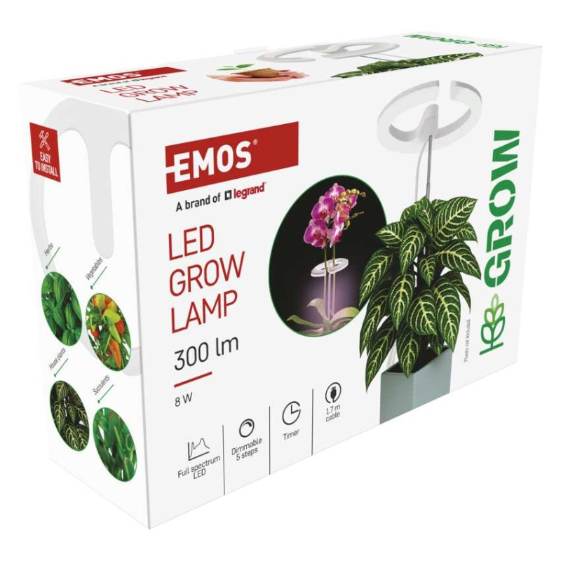 LED GROW pestovateľská lampa 8 W, časovač, stmievateľná, biela 14