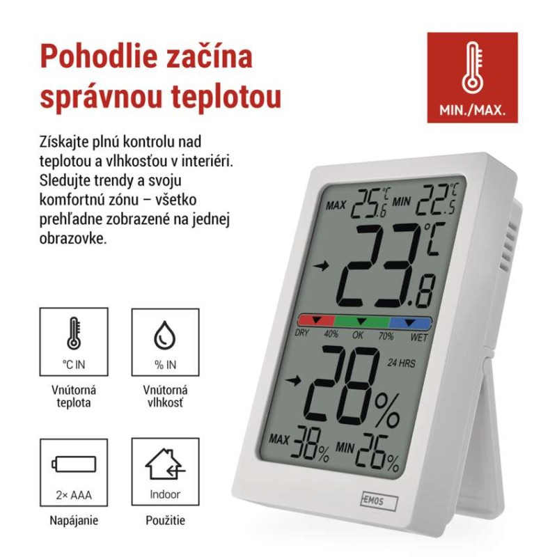 Digitálny vnútorný teplomer s vlhkomerom E0558 1