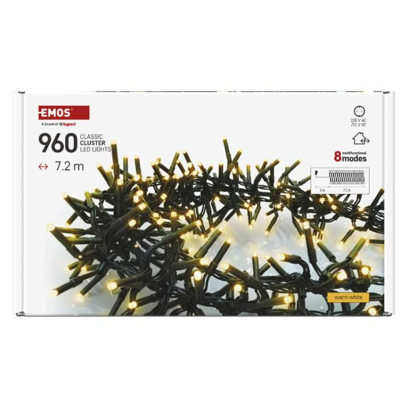 LED vianočná reťaz – ježko, 7,2 m, vonkajšia aj vnútorná, teplá biela, programy, časovač 7