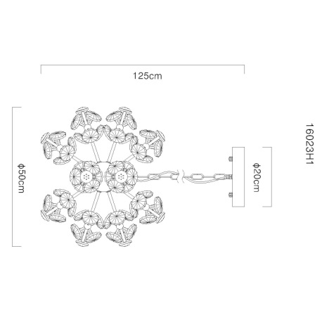 Závesná lampa, kov, zlatá, krištáľovo číre sklo, ø: 500mm, V: 1250mm, vrátane LED 52W 230V, zdroj 56 6