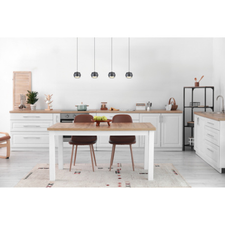 Závesné svietidlo, kov/hliník sivý matný, akryl biely, chrómový krúžok, kábel PVC čierny, DxŠxV: 805 1