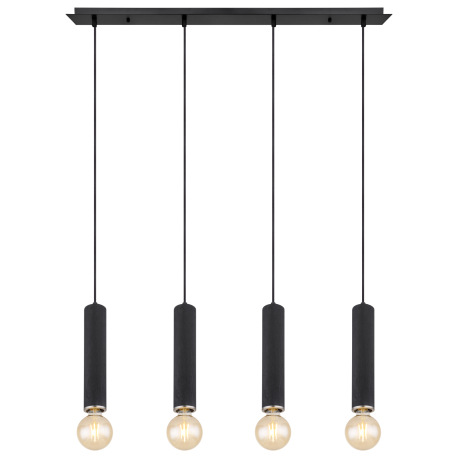 Závesné svietidlo, kov čierny, drevo čierne, kov nikel, textilný čierny kábel, DxŠxV:930x100x1200mm, 14