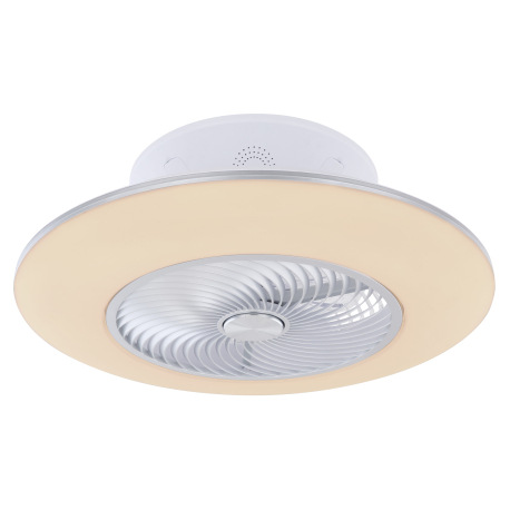 Stropný ventilátor kov/akryl biely, stmievateľný, pamäťová funkcia, nočné svetlo, časovač, diaľkové