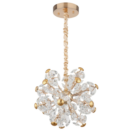 Závesná lampa, kov, zlatá, krištáľovo číre sklo, ø: 500mm, V: 1250mm, vrátane LED 52W 230V, zdroj 56 4