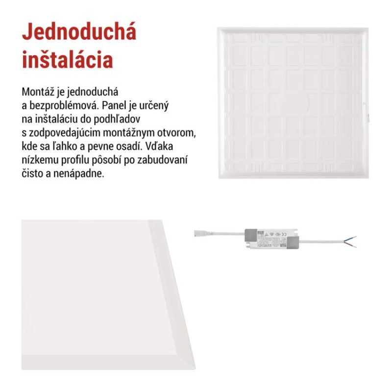 LED panel REXXO backlit 60×60, štvorcový vstavaný biely, 30W neutr.b. 4