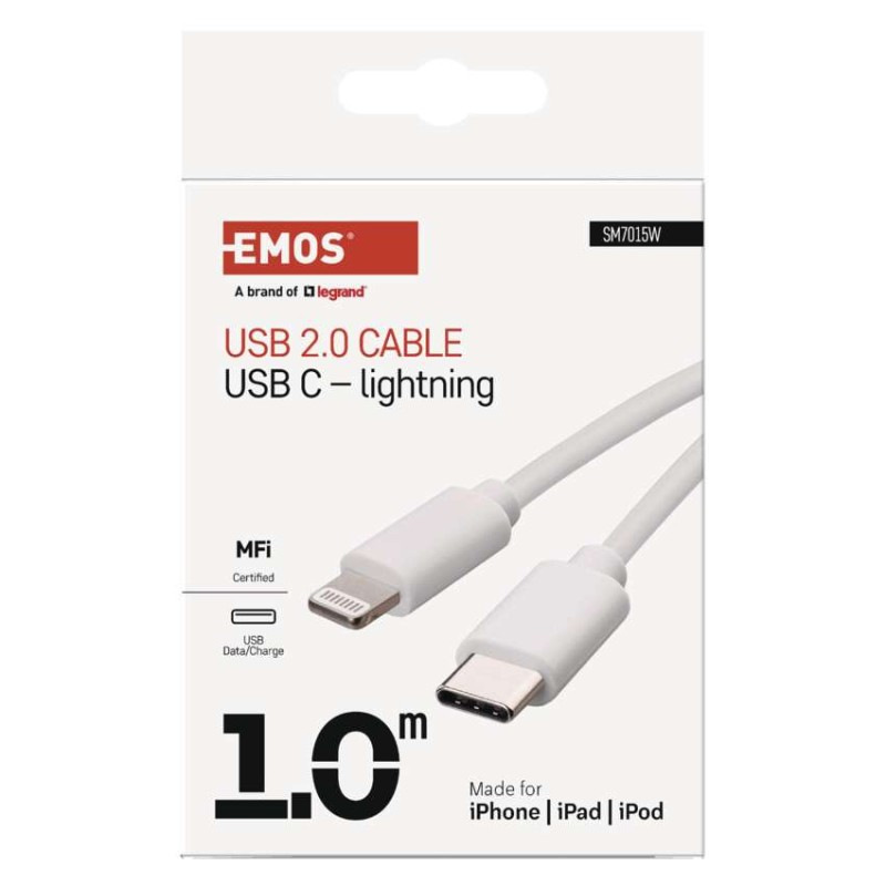Nabíjací a dátový kábel USB-C 2.0 / Lightning MFi, 1 m, biely 1