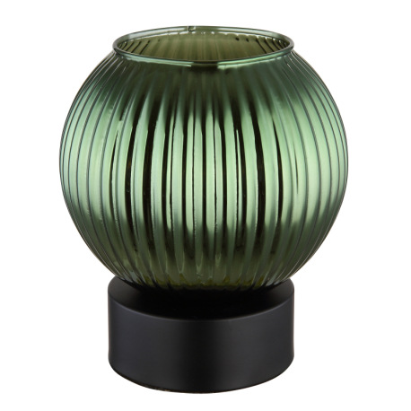 Stolové svietidlo, kov čierny matný, sklenená guľa zelená, vnútorné sklo biele, kábel PVC čierny, ko 3