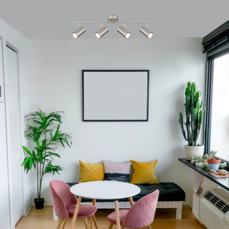 Stropné svietidlo, kov nikel, chróm, otočné, DxŠxV: 600x80x145mm, bez žiaroviek 4x GU10, max. 25W 23 1