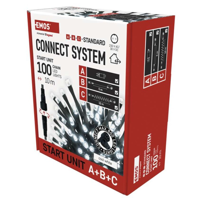 Základná sada pre spojovacie reťaze Standard, 10 m, vonkajšia, studená biela, časovač