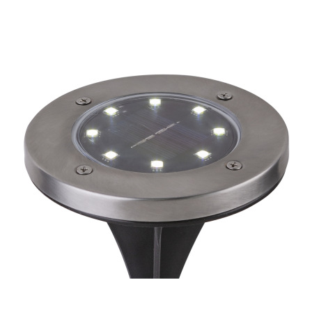 Solárne svietidlo, nerezová oceľ, plast, čierna, 2ks v balení, so zapichovacím hrotom, IP44, vypínač 14