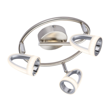 Stropné svietidlo, kov, nikel, chróm, satinovaný plast, Ø: 250, V: 165, vrátane 3xLED 5W 230V, 310lm