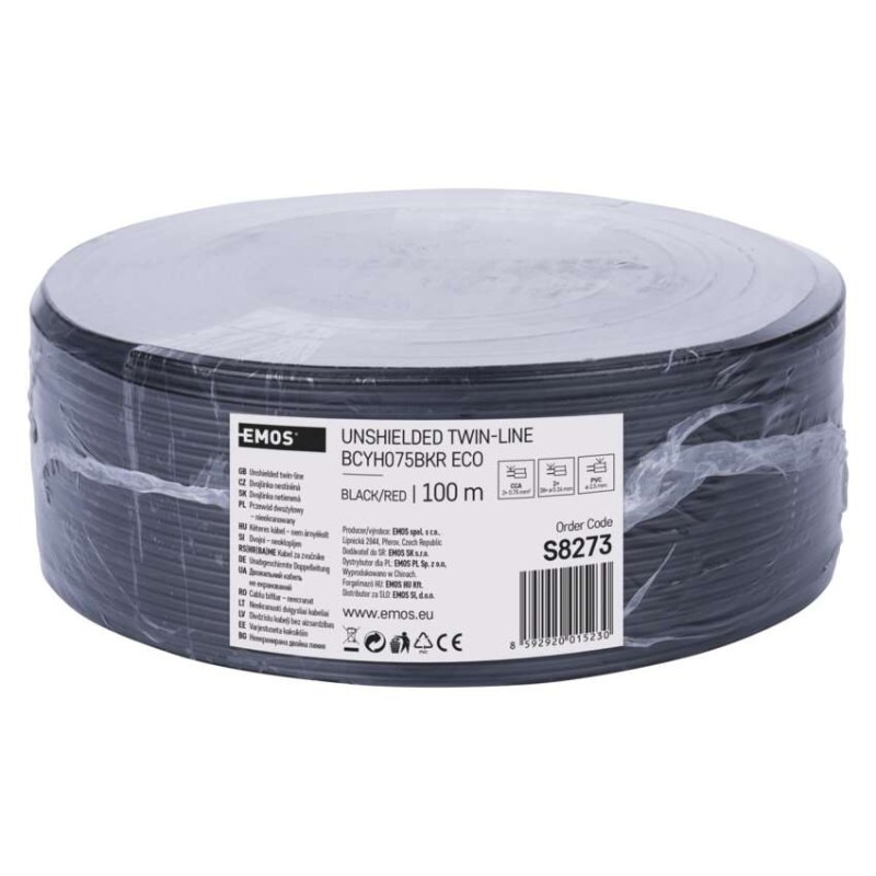 Dvojlinka ECO 2×0,75mm, čierno/červená, 100m 2