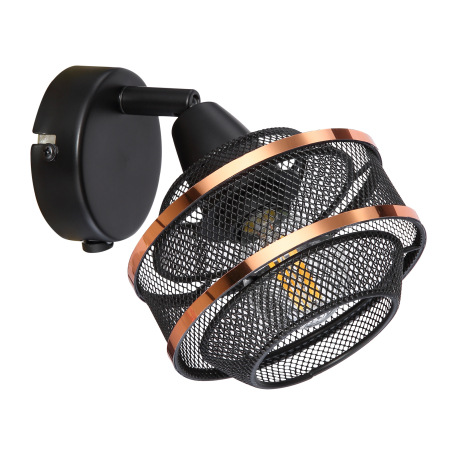 Nástenné svietidlo, kov čierny a zlatý, vypínač, ŠxV:120x155, H:145, bez žiarovky 1xE14, max. 40W 23 8