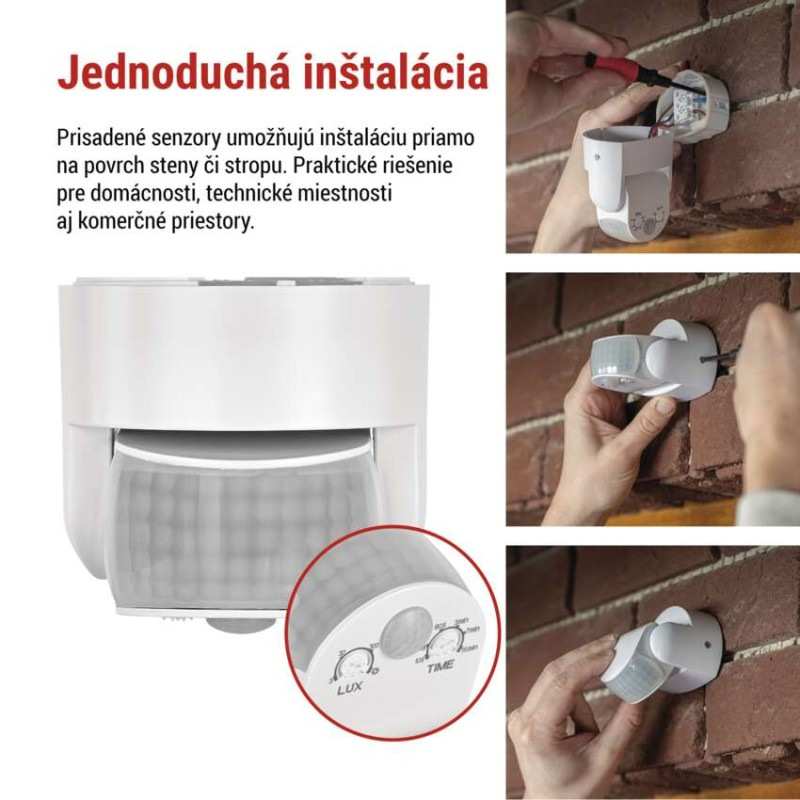 PIR senzor (pohybové čidlo) IP65 1200W, biela 3