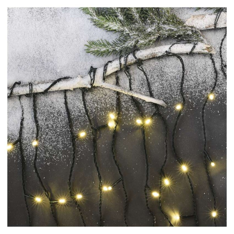 LED vianočné cencúle, 3,6 m, vonkajšie aj vnútorné, teplá biela, programy 3