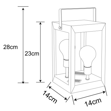 Solárne svietidlo, kov čierny, plast jantár, lampáš s dvomi žiarovkami Edison, IP44, vypínač, akumul 18